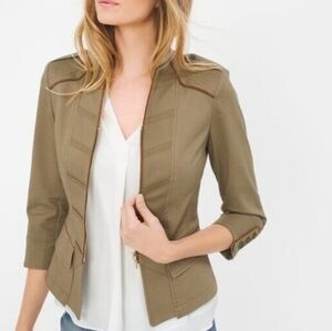 WHITE HOUSE BLACK MARKET WHBM Military Soldier Style Brown Blazer Jacket Size 2